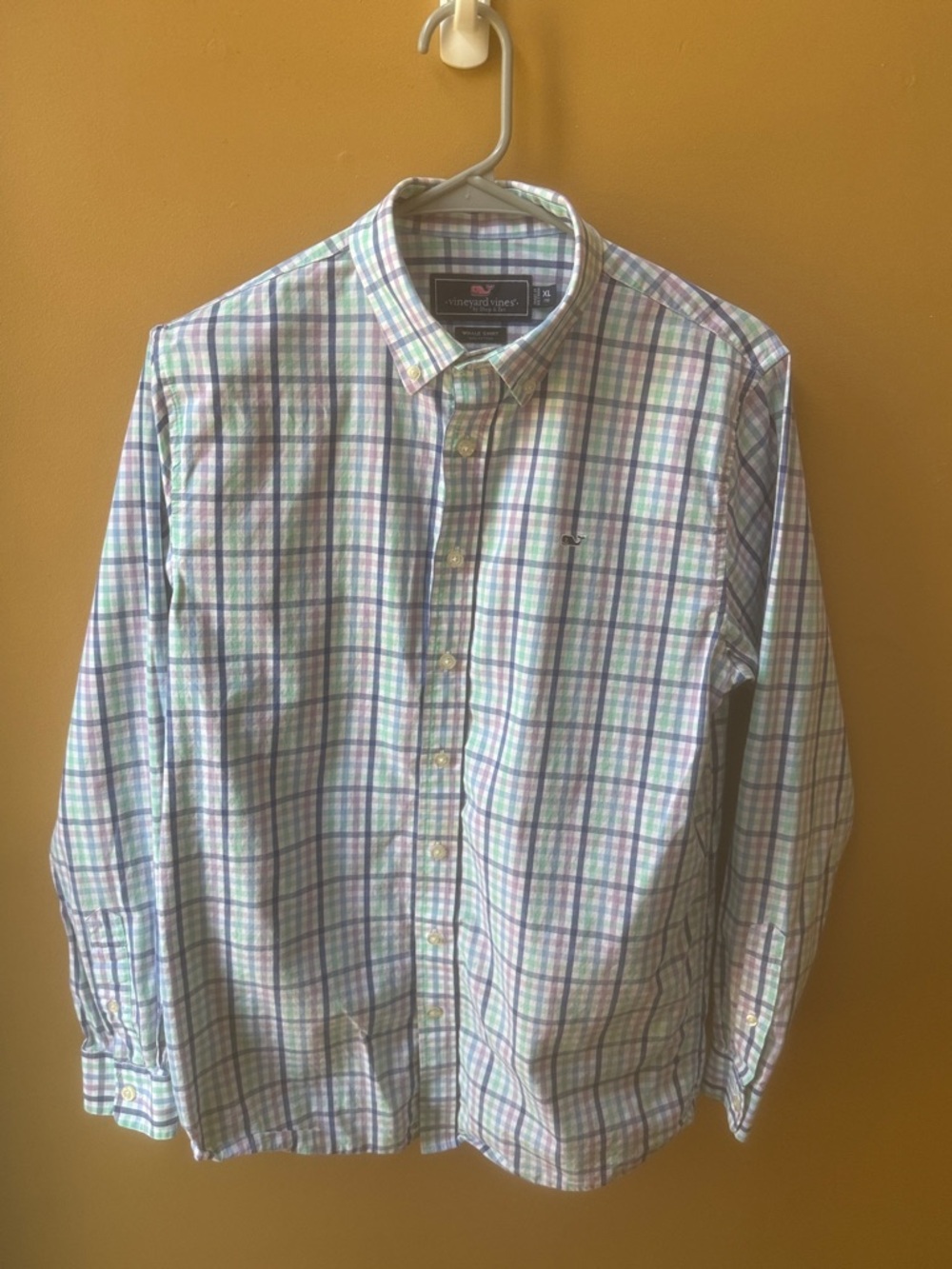 Vineyard Vines Boy's size XL Plaid Button-Down Shirt — Blue, Green & Purple
